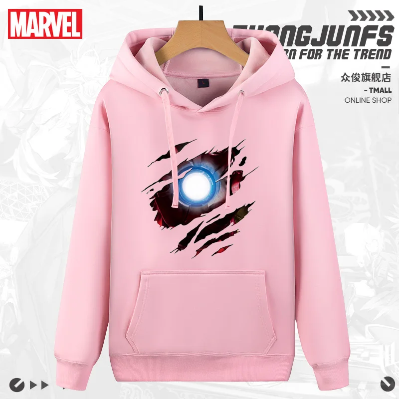 

Disney Marvel Iron Man Paw-mark popular logo Top Couple Hoodie Pullover Candy Color Long Sleeve Hoodie with Plush