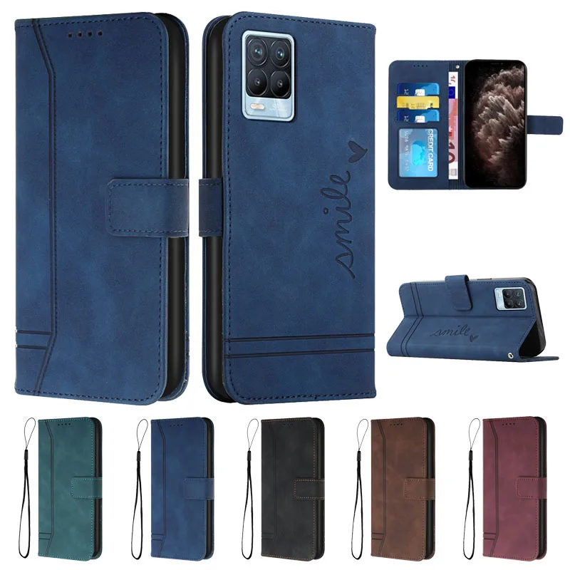 

Leather Phone Case on For OPPO Realme 7 8 Pro C15 C12 C17 C25 V11 V5 Q2 Narzo 20 30 Pro 30A Reno 4F 5F 5Z 4 5 Lite Wallet Cover