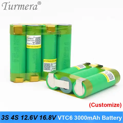 Turmera vtc6 3000 мА/ч батарея 3s 12,6 в 4s 16,8 в батарея для отвертки со сваркой полоски для пайки настроить аккумулятор n7 Tu
