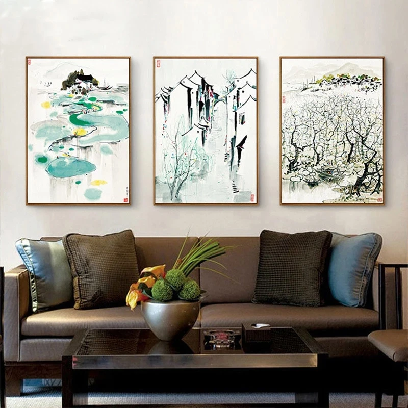 

Wu Guanzhong Home Modern Abstract Black White Chinese Ink Canvas Paintings Minimalist Poster Prints Living Room Wall Art Picture