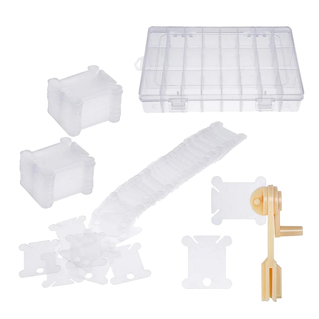 100 шт. пластиковые нити шпульки с наматывателем и вышивальный органайзер коробка