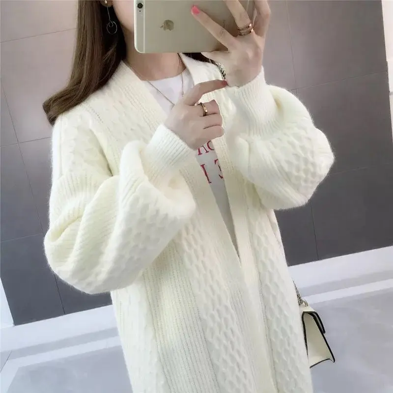 

Autumn Casual Cardigan 2021 New Women Loose Knitting Sweater Long Knit Cardigan Plus Size Female Leisure Cashmere Sweaters Coats