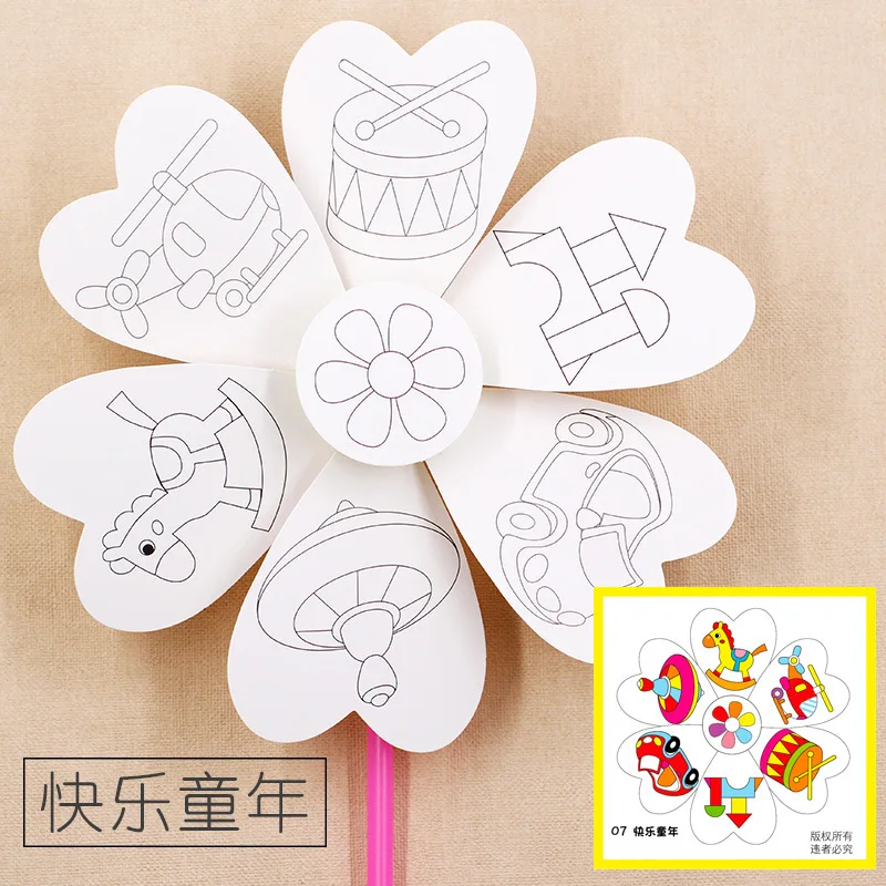 

Toys for Children Crafts Kids DIY Painting Graffiti Blank Windmilln Learning Education Toys Montessori Teaching Aids Toy