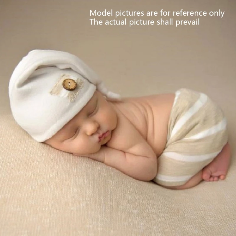 

77HD Newborn Photography Props Outfit Baby Shorts Tail Knotted Hat Set Infants Photo Shooting Pants Beanie Clothing