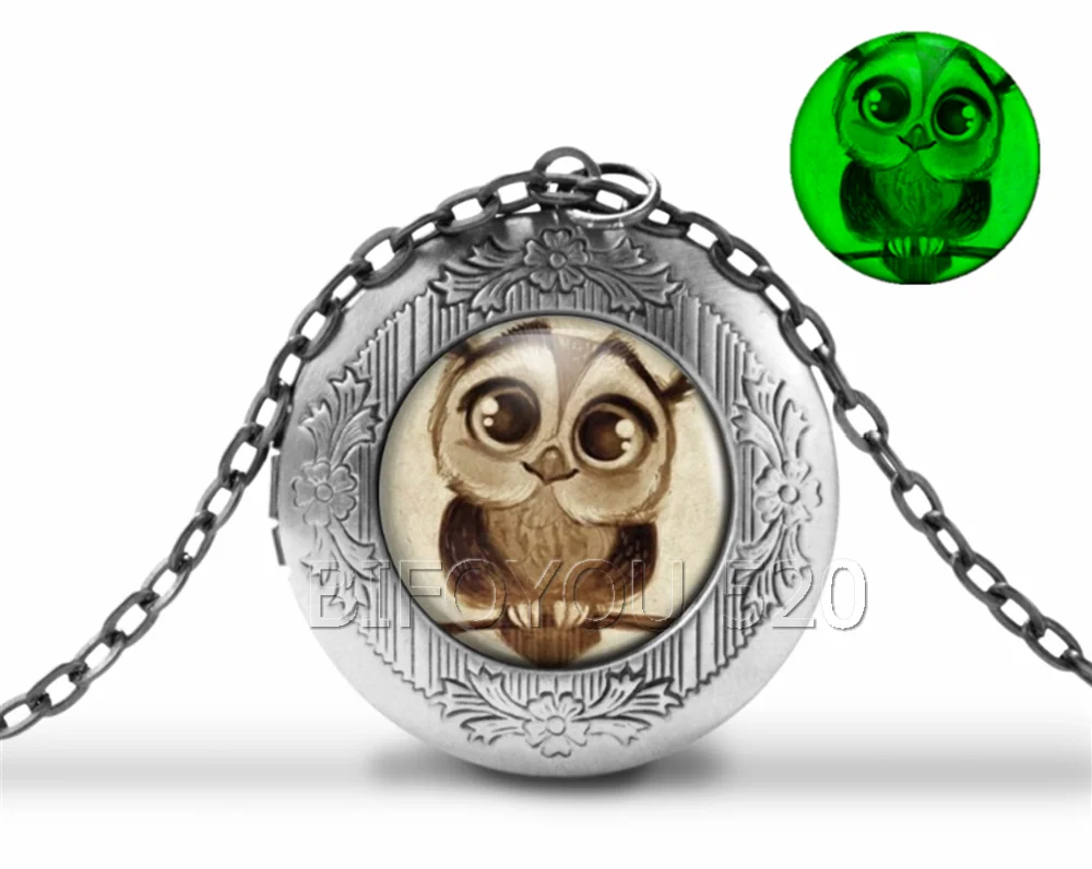 BIFOYOU милая сова кабошон стекло ароматерапия фото медальон ожерелье Духи Подвеска