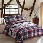 Рождественский домашний текстиль, Комплект постельного белья для девочек и детей, олень, снежинка, дерево, проверенный пододеяльник, простыня, наволочка, для женщин, для взрослых, двуспальная простыня