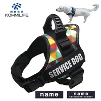 kommilife nylon k9 personalized dog harness reflective adjustable pet harness for small medium large dogs no pull dog harness