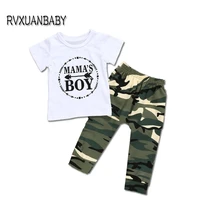 summer newborn baby boys clothing short sleeve tops letter print t shirt camouflage pants outfits 2pcs set