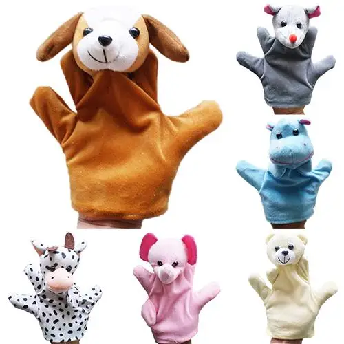 

10 Style Big Hand Puppet Animal Plush Toys Baby Cloth Educational Cognition Hand Toy Finger Dolls Wolf Pig Tiger Dog Puppet