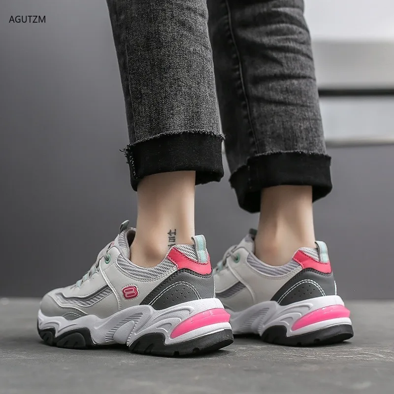 

2021hot Dad shoes Fashion Women Shoes white Mesh Casual Shoes Woman Trainers Lace-Up Platform Sneakers Women Vulcanize Shoes