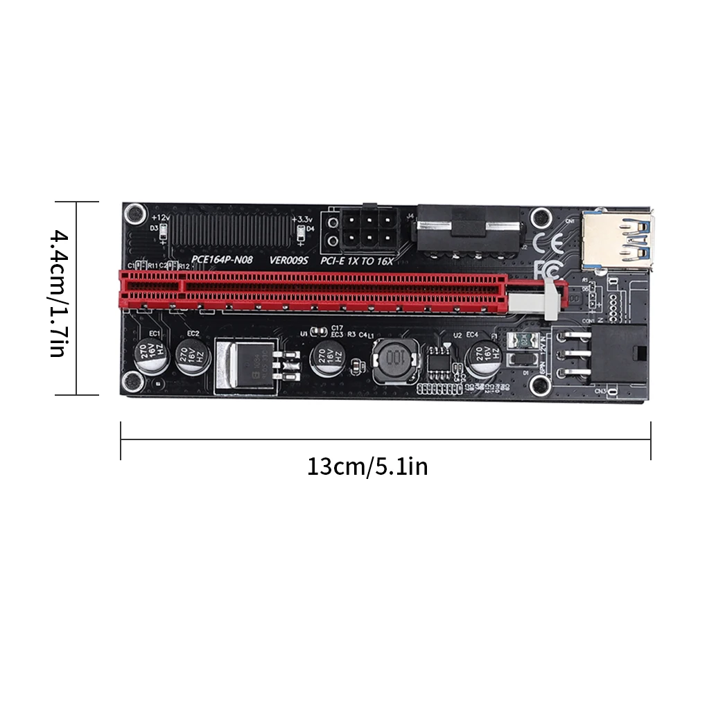 

6/2pcs PCI-E Riser Board 1X to 16X GPU Extender Riser Card PCI-E USB 3.0 GPU Adapter with 6pin Interface