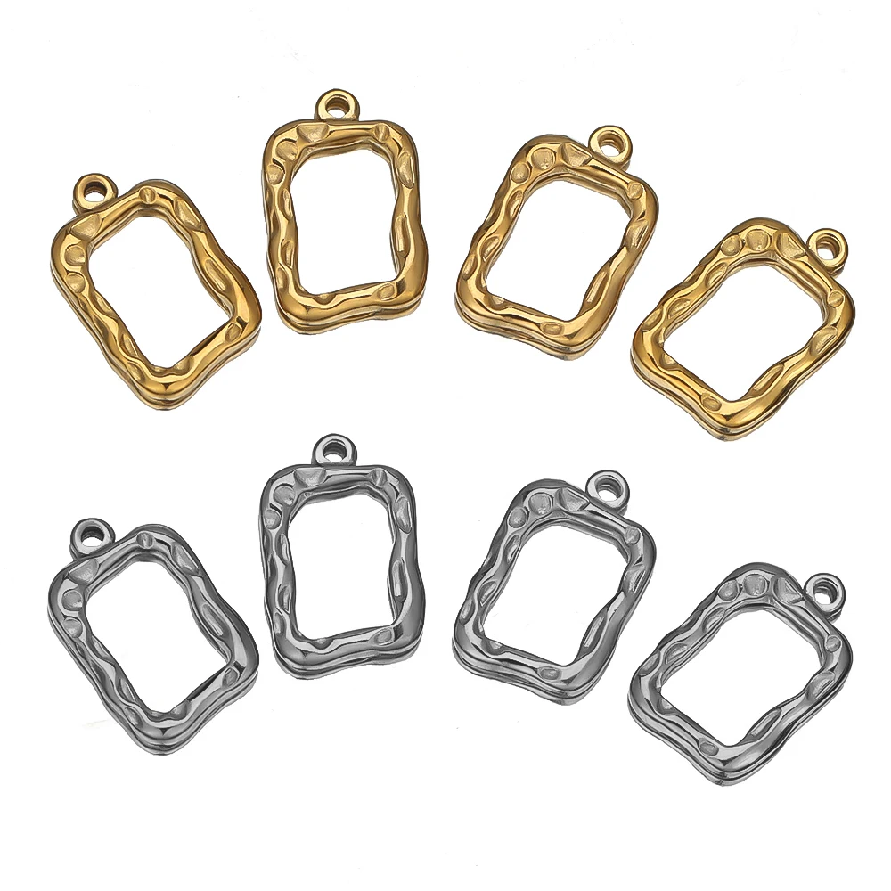

5pcs Gold Stainless Steel Embossed Heart Rectangle Charms DIY Jewelry Making Necklace Bracelet Pendants Findings Wholesale Bulk