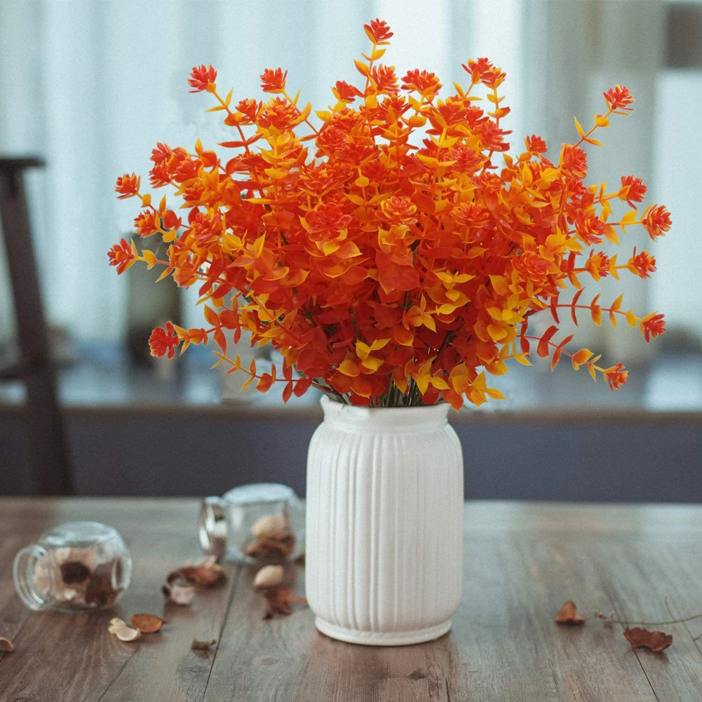 

DIY Artificial Flower Silk Eucalyptus Branch Vases for Home Christmas Decoration Wedding Bouquet Autumn Ornamental Plants Prop