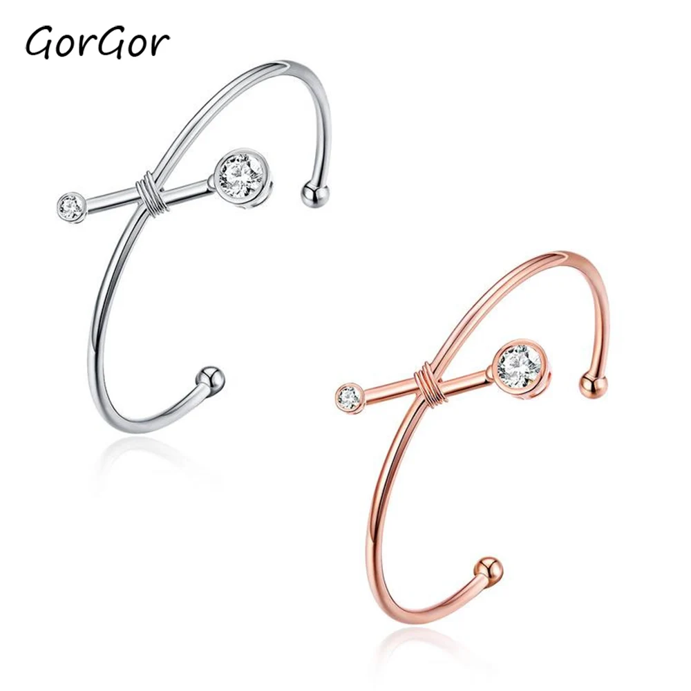 Женский креативный браслет GorGor стразы мозаика простые из нержавеющей стали