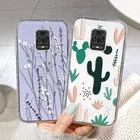 Чехол для Xiaomi Redmi Note 9 8 Pro, прозрачный чехол с цветами и кактусами для Xiaomi Redmi Note 10, 8T, 9S, 7 Pro, 10S, 9C, NFC, 9A, чехол