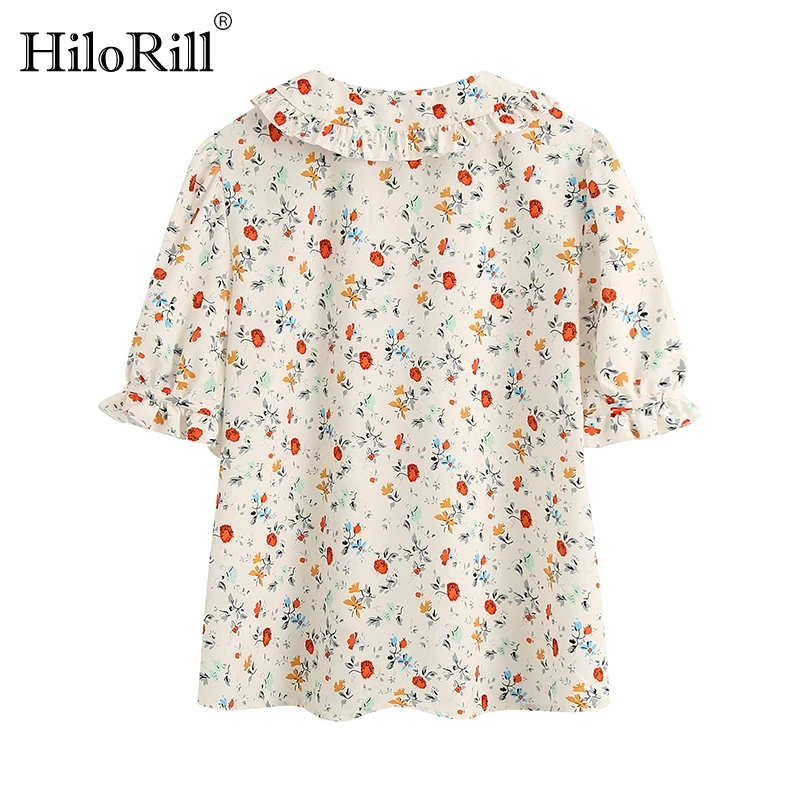 HiloRill милая блузка с цветочным принтом женская летняя оборками и бабочкой