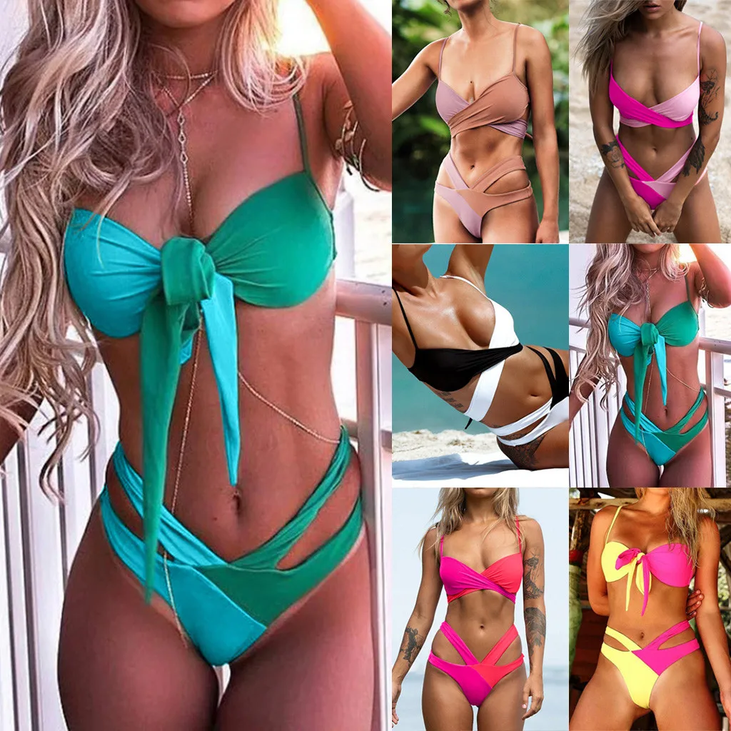 2020 сексуальный купальник женский бикини пуш ап мягкий бюстгальтер Радужный