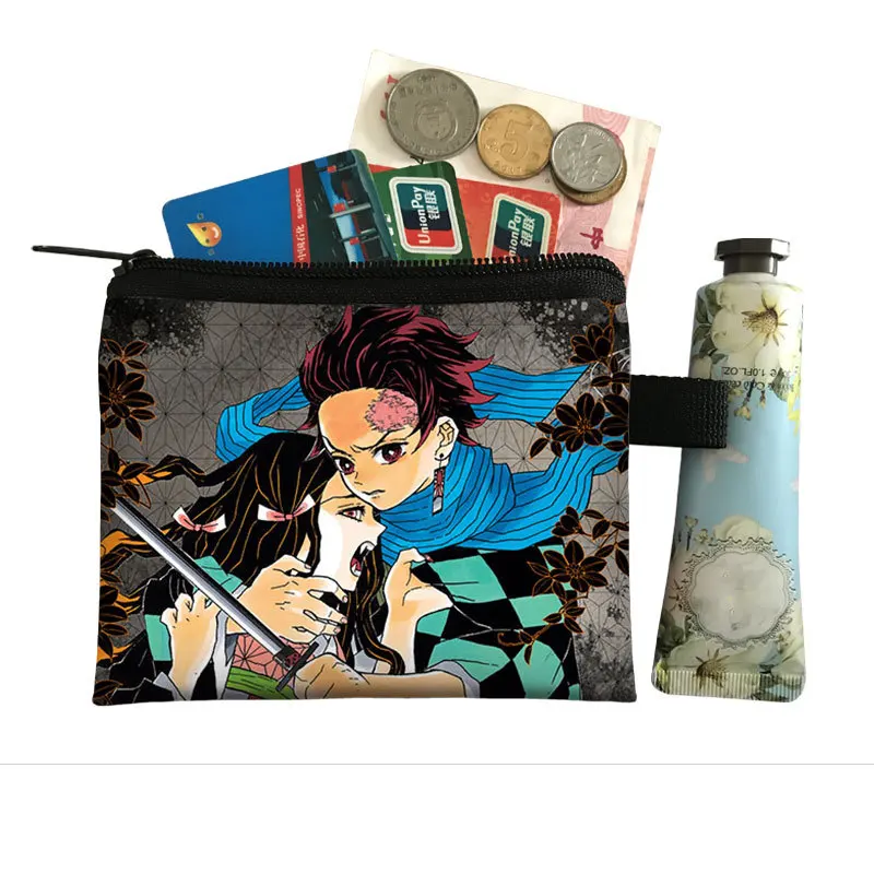 Demon Slayer Kimetsu No Yaiba Anime Coin Purse Portable Card Case Cute Small Wallet Polyester Coin Key Storage Bag Child Gift images - 6