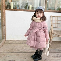 childrens down padded jacket girls mid length 2021 winter new style padded jacket for kids warm long outerwear