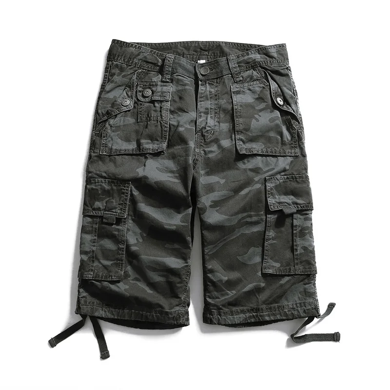 

Summer Mens Shorts Casual Camouflage Straight Cargo Shorts Breathable Comfortable Camouflage Print Cotton Shorts Knee Length