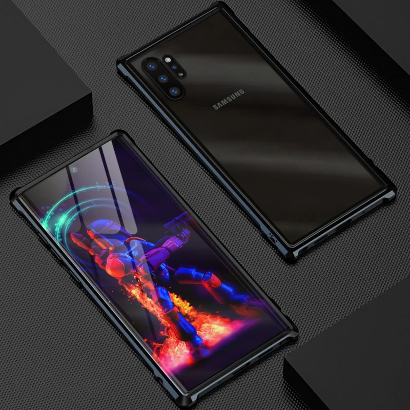 Роскошный Алюминиевый металлический чехол для телефона ромб для samsung Galaxy Note 10/Pro задняя крышка из закаленного стекла для samsung Note 10 Plus