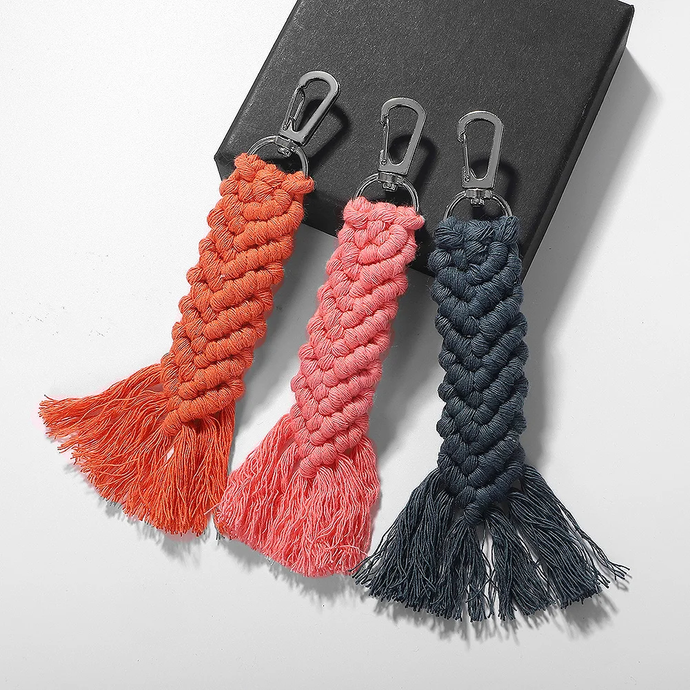 Лучшая Женская тканая симпатичная цепочка для ключей подарки женщин бохо ручная