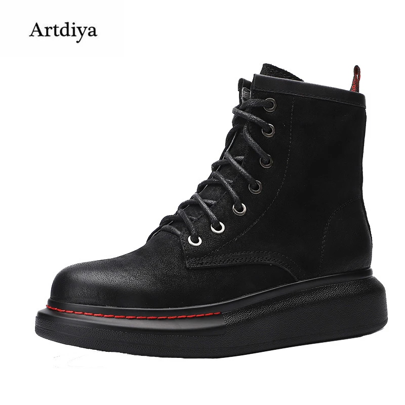 Artdiya/оригинальные ботильоны на плоской подошве сезон осень зима Модные женские