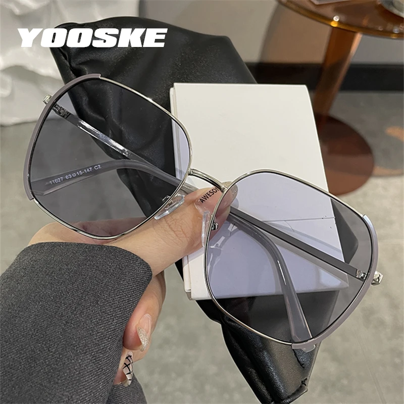 

YOOSKE Metal Oversized Sunglasses Women Brand Designer Irregular Square Sun Glasses Ladies Anti Ultraviolet Eyewear UV400