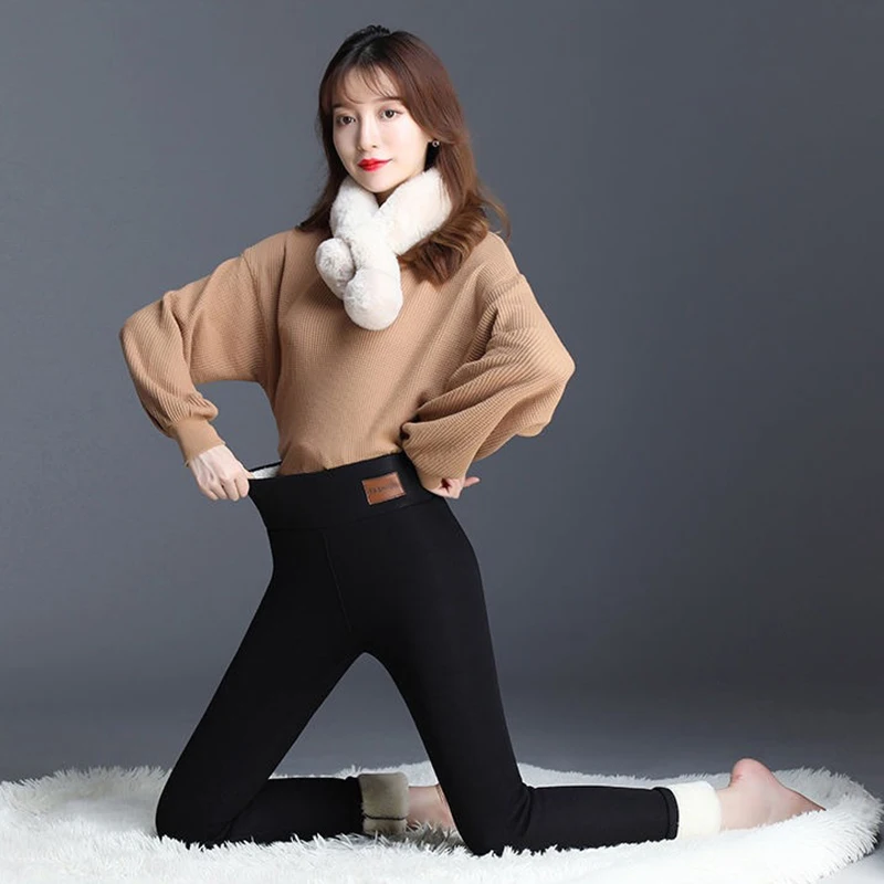 

NORMOV Winter Women Leggings Solid High Waist Ankle Length Polyester Leggins Thick Warm Feminina Leggings