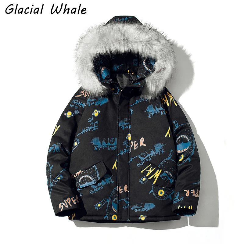 

GlacialWhale Down Jacket Men New Cargo Winter Jacket Hooded Windproof Coat Streetwear Waterproof Hip Hop Casual Jacket For Men