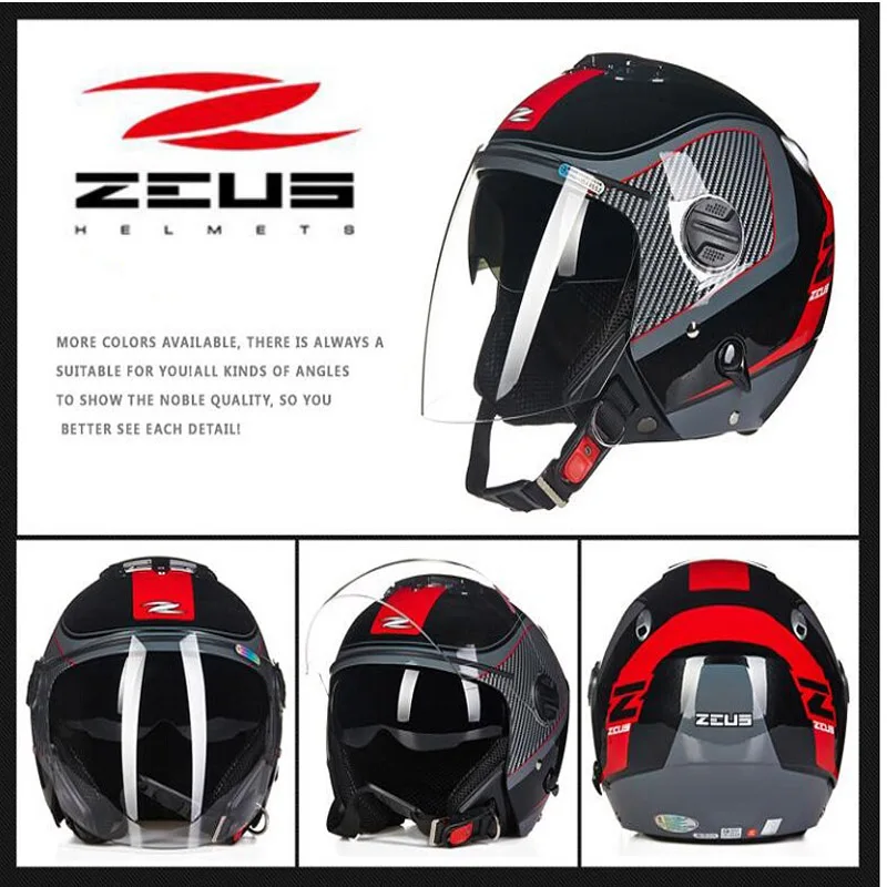 2019 Новинка ZEUS 3/4 лицевые мотоциклетные шлемы ZS-202FB ABS защитные двойные линзы
