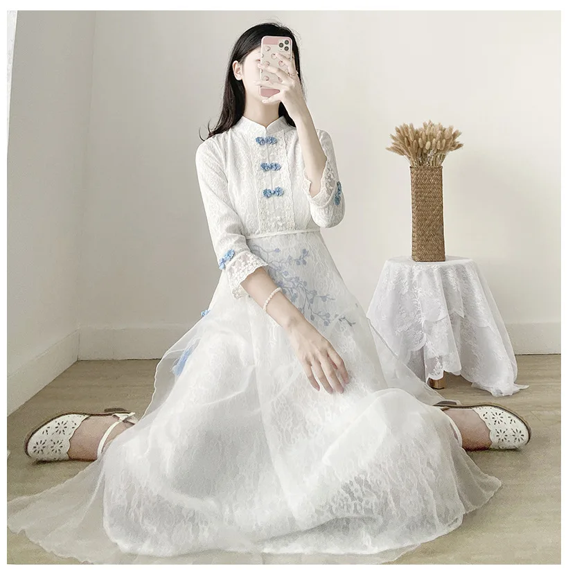 

Dress women's summer temperament slim 2021 new small super Sen lace fairy skirt