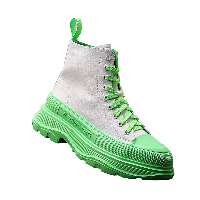 

New Luxury Brand Men Fashion High Top Sneakers Spring Autumn Casual High Shoes Men Leather Boots Microfiber Shoes