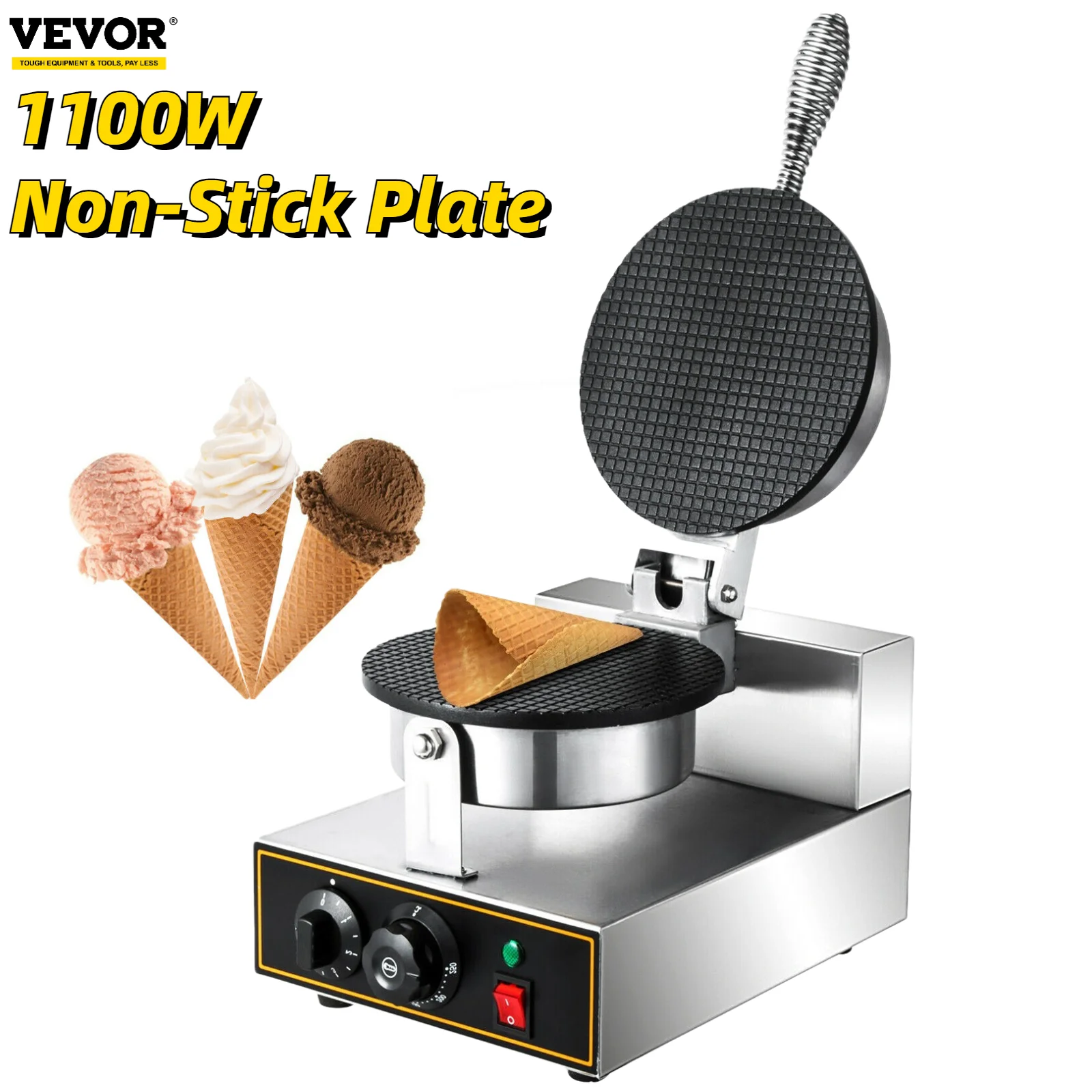 Plate Crispy Egg Roll Waffle Pizza Tortillas Baking Machine