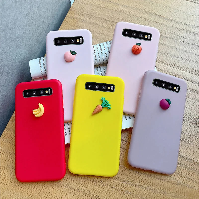 Case For Samsung Galaxy S8 S9 S10 5G Lite Plus S6 S7 Edge Soft Cover Cute 3D Fruit Silicone Peach Grape Avocado orange Cases