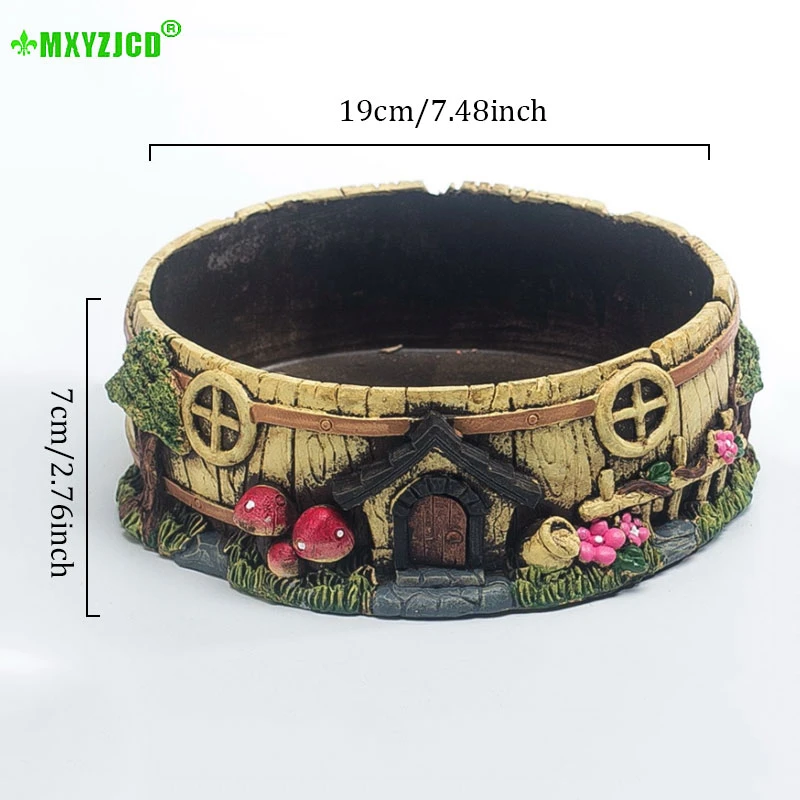 Имитация дома цемент цветочный горшок Ретро Круглый Поднос элемент контейнер