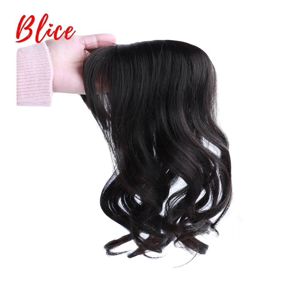 Blice For Women Synthetic Curly Hair Extensions Toppers With Bangs Clips In Hairpiece Natural Black Hairline Wig 16Inch | Шиньоны и