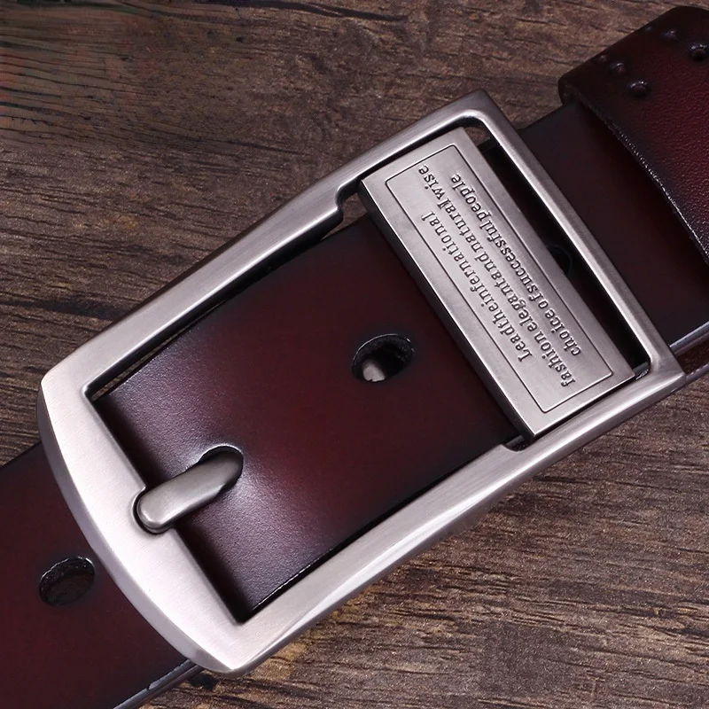 

Pure Cowhide Belt For Man Genuine Leather Pin Buckle Retro Fashion Men's Belts Jeans Waistband Men Luxury Casual Waist Strap