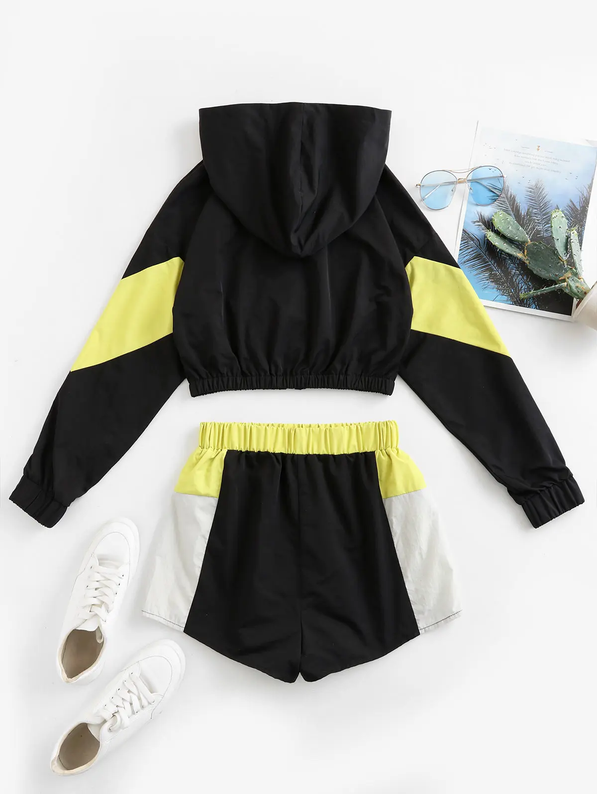 ZAFUL спортивный костюм укороченный топ комплект из 2 предметов куртка на молнии с