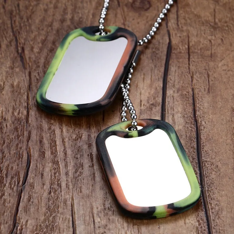 Vnox Нержавеющая сталь dog tag Цепочки и ожерелья Классическая мода Для мужчин Цепочки и ожерелья ювелирные изделия полированный - Окраска металла: camouflage silicone