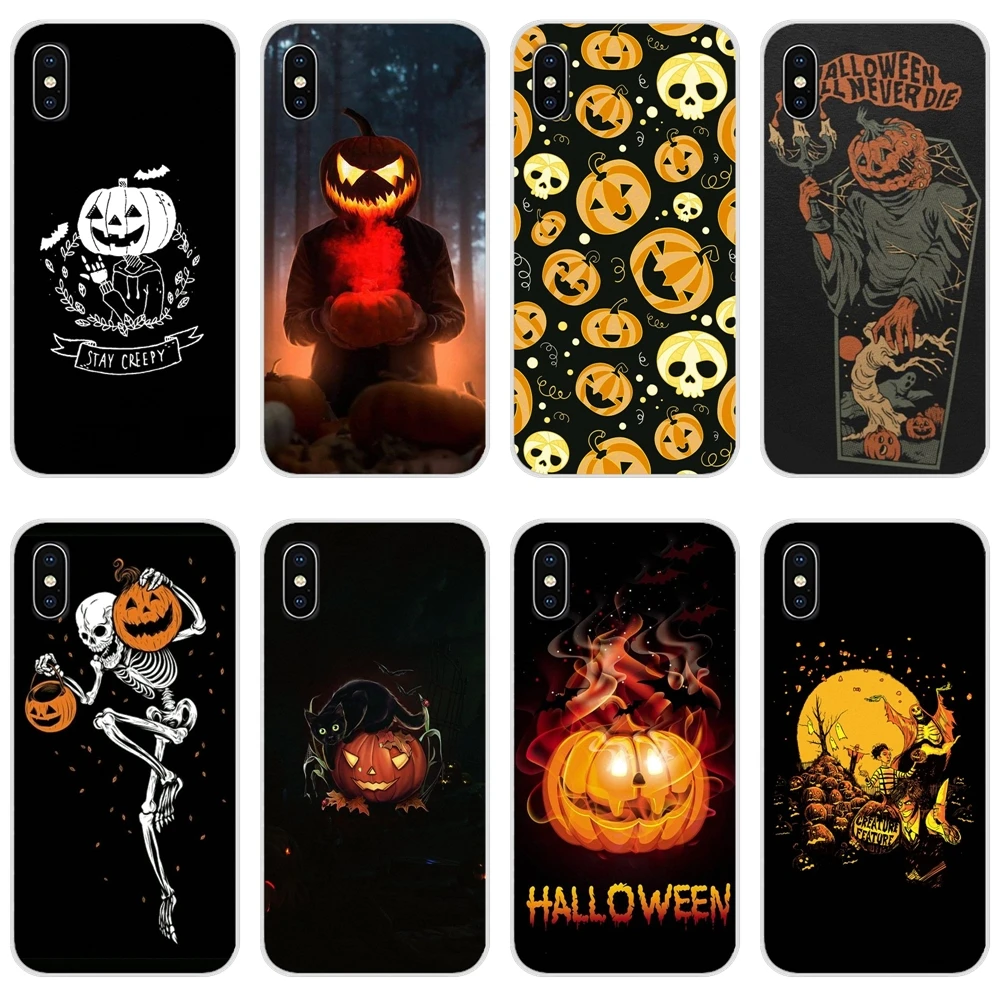 Прозрачный чехол из ТПУ с изображением тыквы и страшных призраков на Хэллоуин