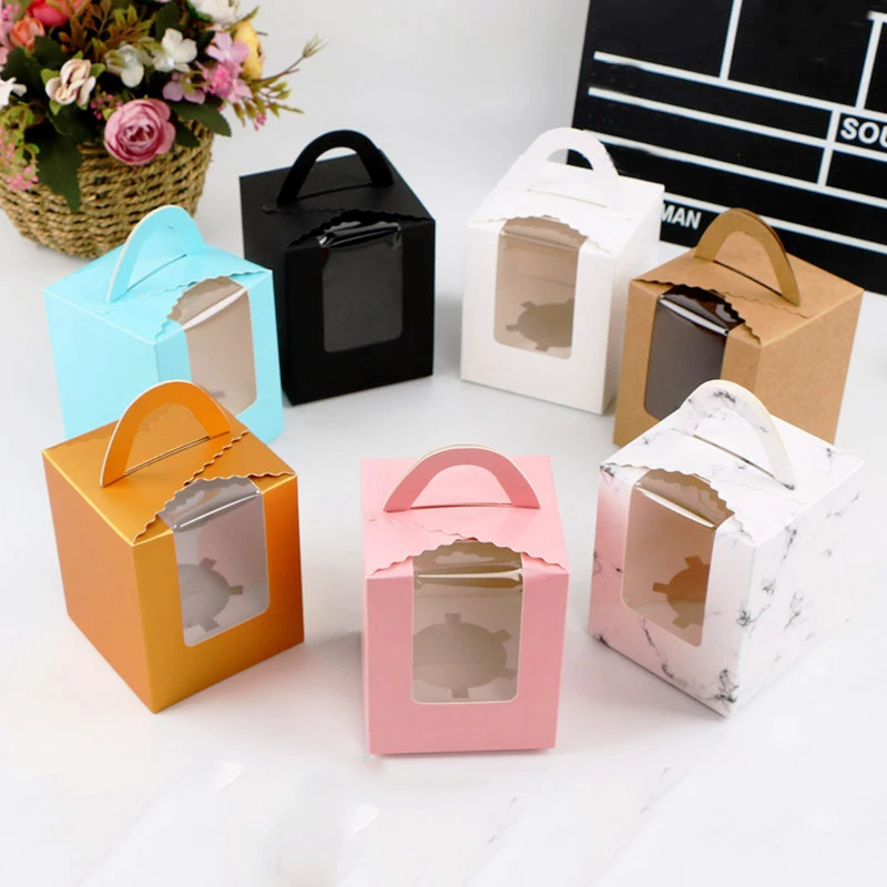 1 шт. 11*9 2 см Бумага карты торт складной Коробки с ручкой коричневая коробка для