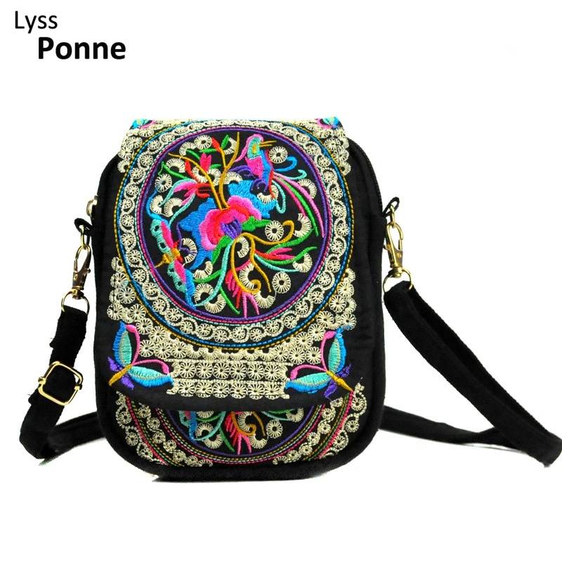 

Новый Для женщин Винтаж цветочные сумки через плечо, с вышивкой дорожная сумка через плечо сумки из натуральной кожи, на молнии, сумка на пле...