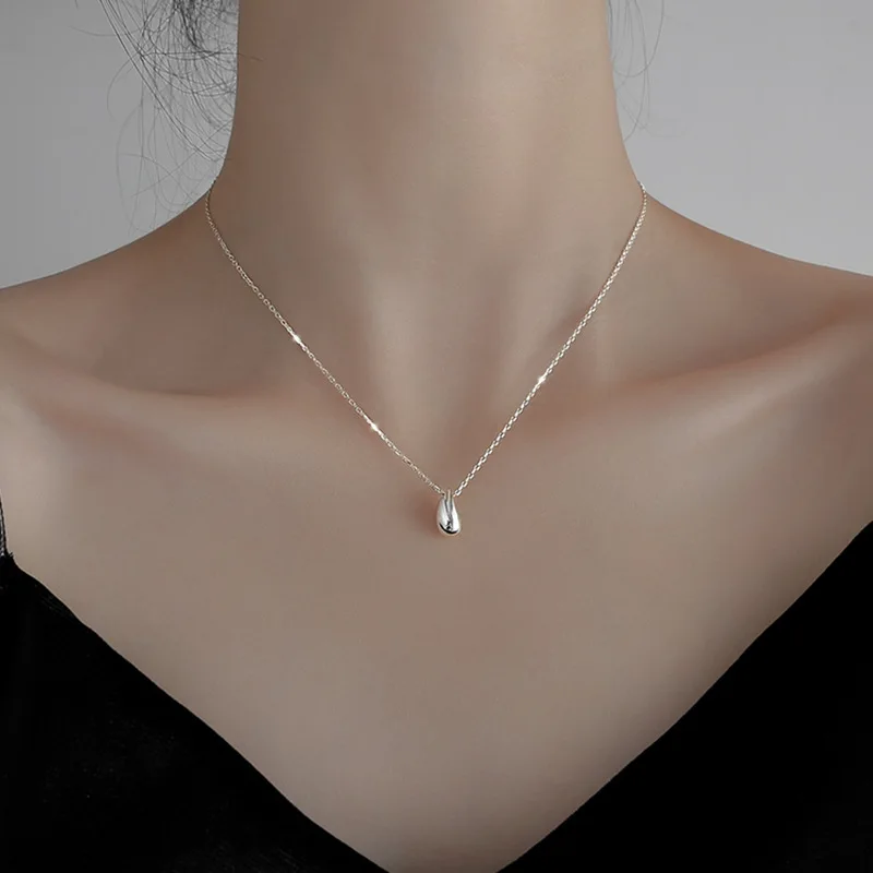 

925 Sterling Silver Jewelry with Water Drop Necklace for Female 2021 New Fashion Clavicle Chain Necklace Accessories