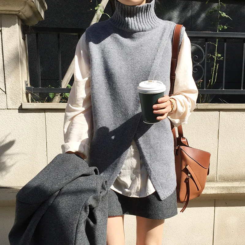 

2021 Women's sweater Women's vest sweater women Women vest Women's high neck vest high neck sweater vest