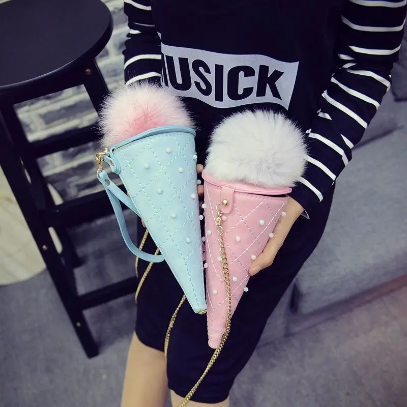 Модные милые мороженое конус дамы ручные сумки конфетный оттенок женский Мини