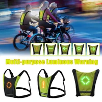2020 cycling reflective vest wireless remote control led turn signal light vest vest outdoor night riding running sports vest