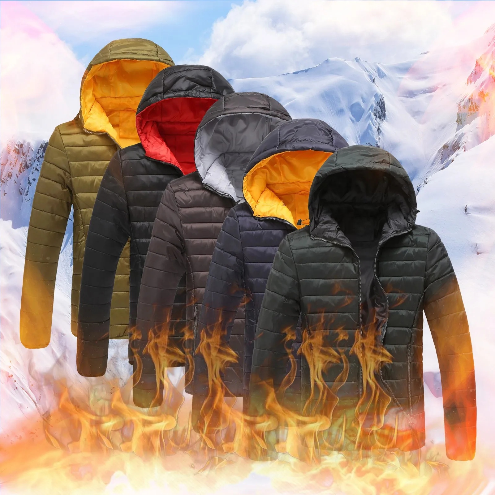 

Мужское утепленное пальто, однотонная зимняя куртка на молнии с защитой от ветра и капюшоном, с подкладкой и карманами