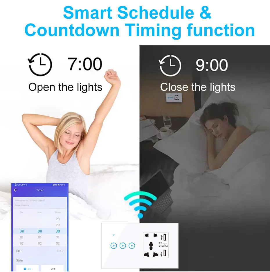 Умная Беспроводная розетка с 5 отверстиями и USB портами|Умные розетки| |