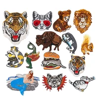 new leopard tiger lion wolf animals iron on patches for clothing applique diy hat coat dress accessories cloth sticker animal